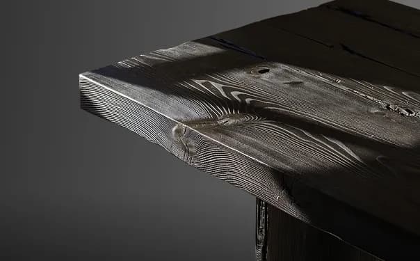 A table with sun reflections